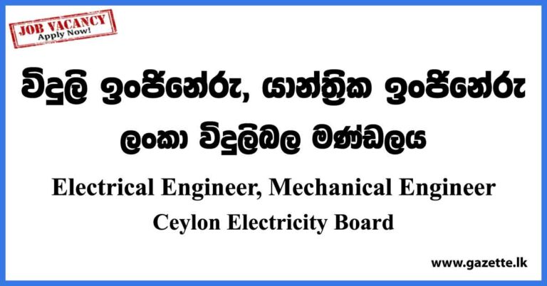 Electrical Engineer, Mechanical Engineer - Ceylon Electricity Board ...