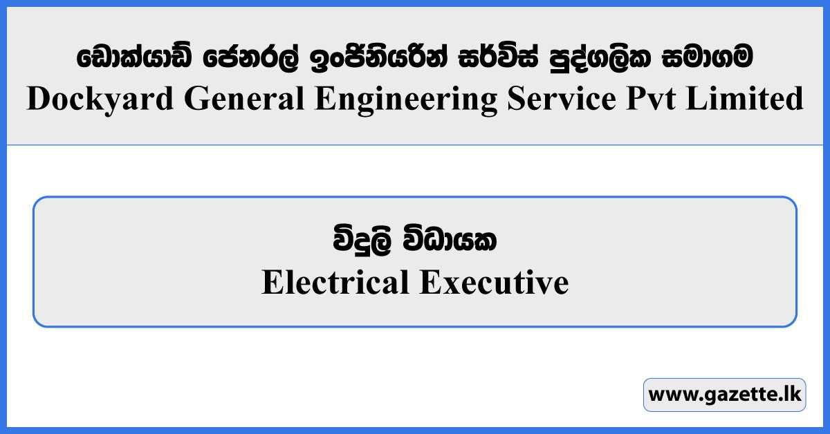 Electrical Executive - Dockyard General Engineering Service Private Limited Vacancies 2024