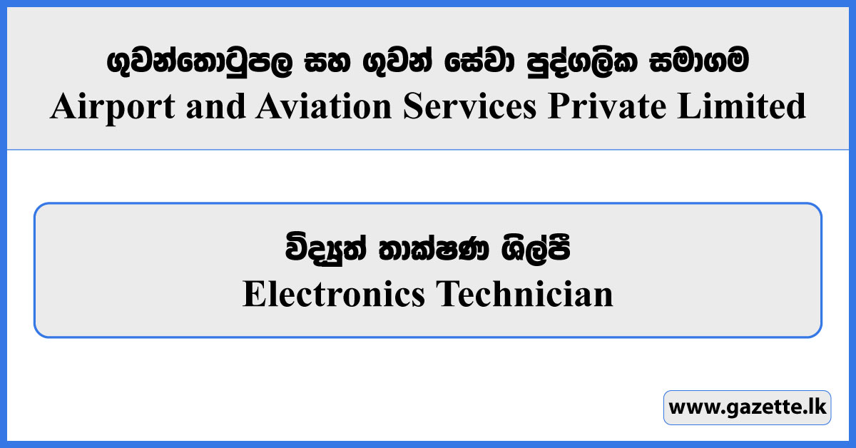 Electronics Technician - Airport and Aviation Services Private Limited Vacancies 2024