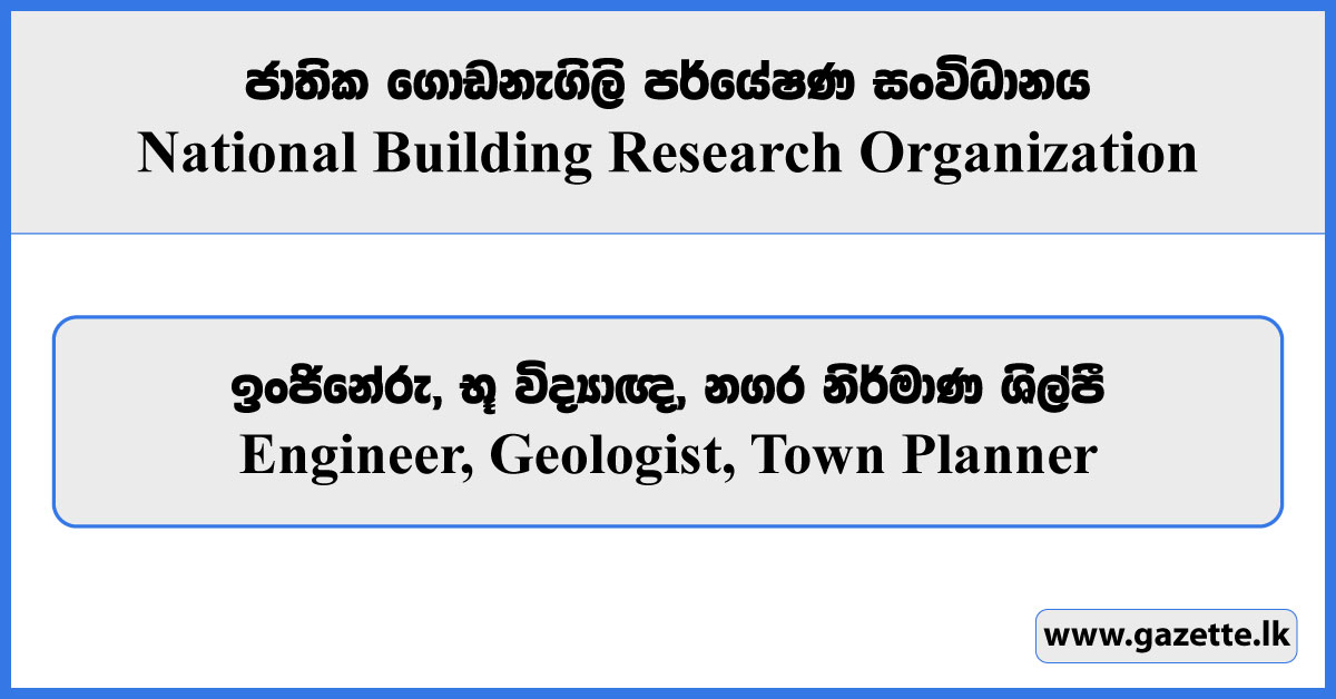 Engineer, Geologist, Town Planner - National Building Research Organisation Vacancies 2025