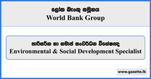 Environmental & Social Development Specialist - World Bank Group Vacancies 2024