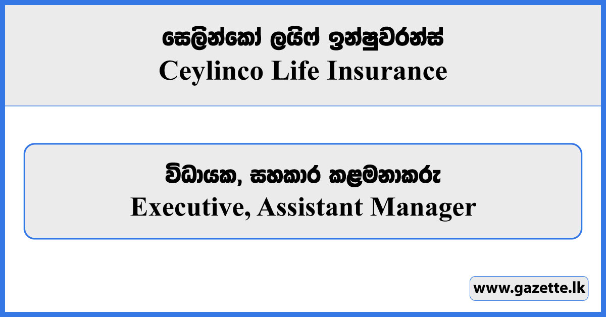 Executive, Assistant Manager - Ceylinco Life Insurance Vacancies 2024