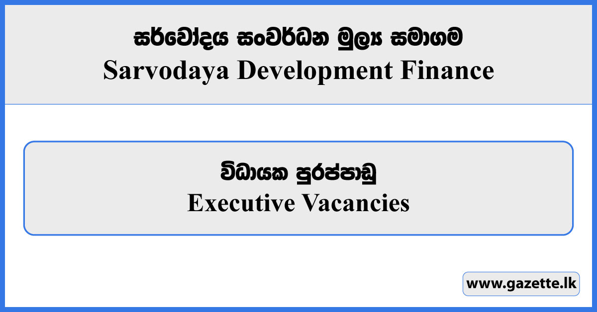 Executive - Sarvodaya Development Finance Vacancies 2024