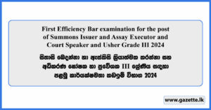 First Efficiency Bar examination for the post of Summons Issuer and Assay Executor and Court Speaker and Usher Grade III 2024