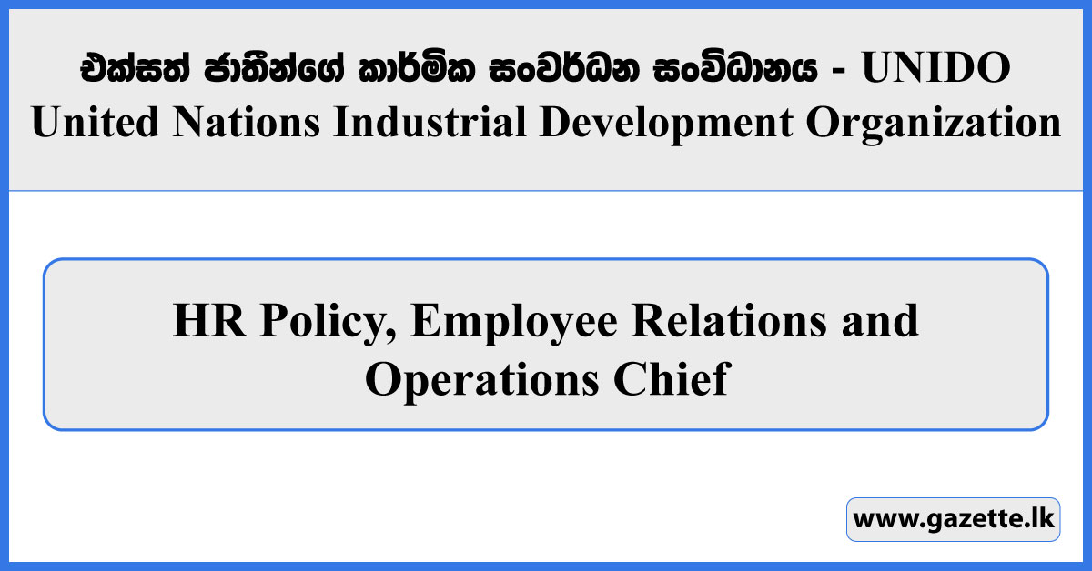 HR Policy, Employee Relations and Operations Chief - United Nations Industrial Development Organization Vacancies 2024