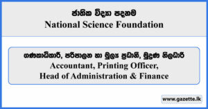 Accountant, Head of Administration & Finance, Printing Officer - National Science Foundation Vacancies 2024