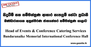 Head of Events & Conference Catering Services
