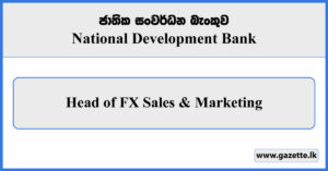 Head of FX Sales & Marketing - National Development Bank Vacancies 2024