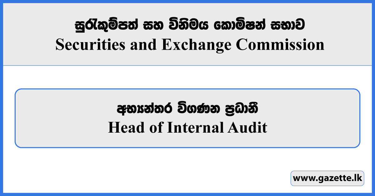 Head of Internal Audit - Securities and Exchange Commission Vacancies 2025