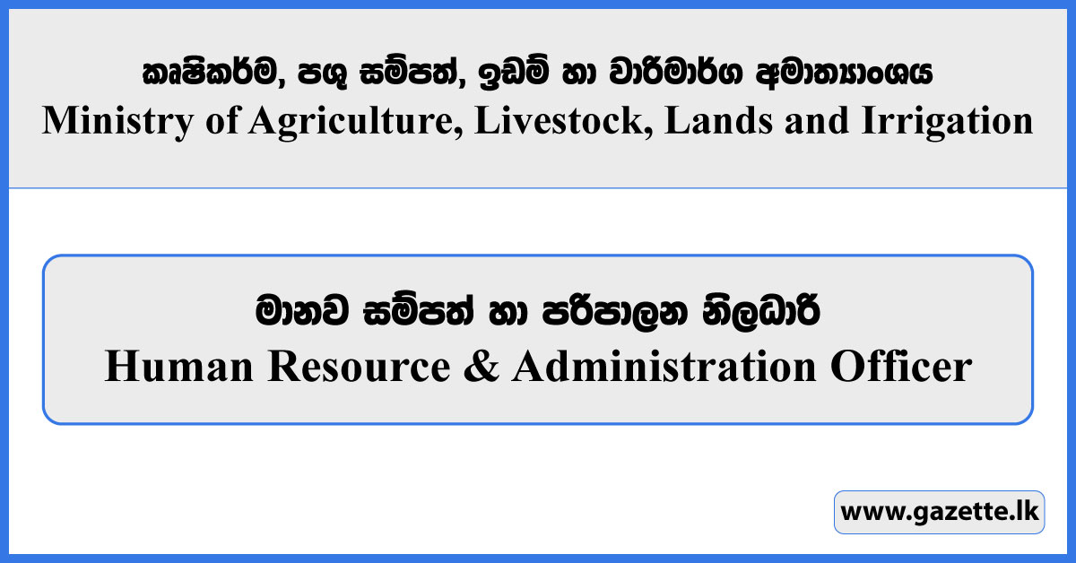 Human Resource & Administration Officer - Ministry of Agriculture, Livestock, Lands and Irrigation Vacancies 2024