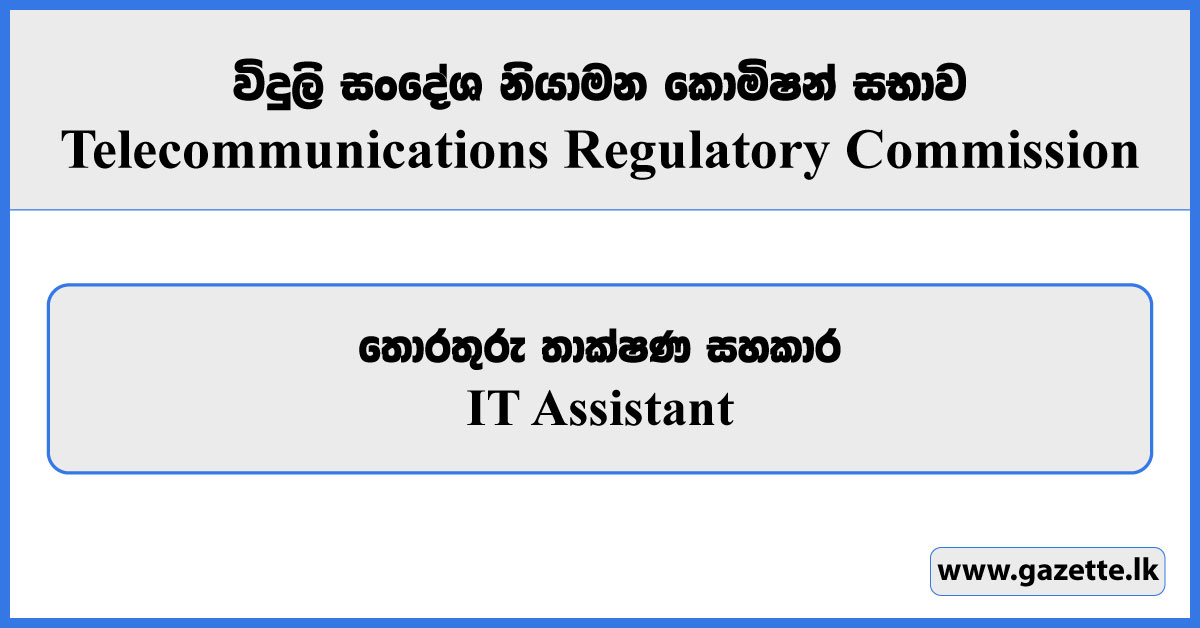 IT Assistant - Telecommunications Regulatory Commission Vacancies 2024