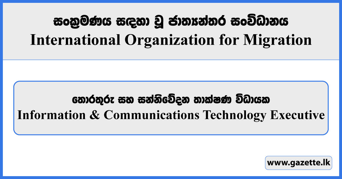 Information & Communications Technology Executive - International Organization for Migration Vacancies 2024