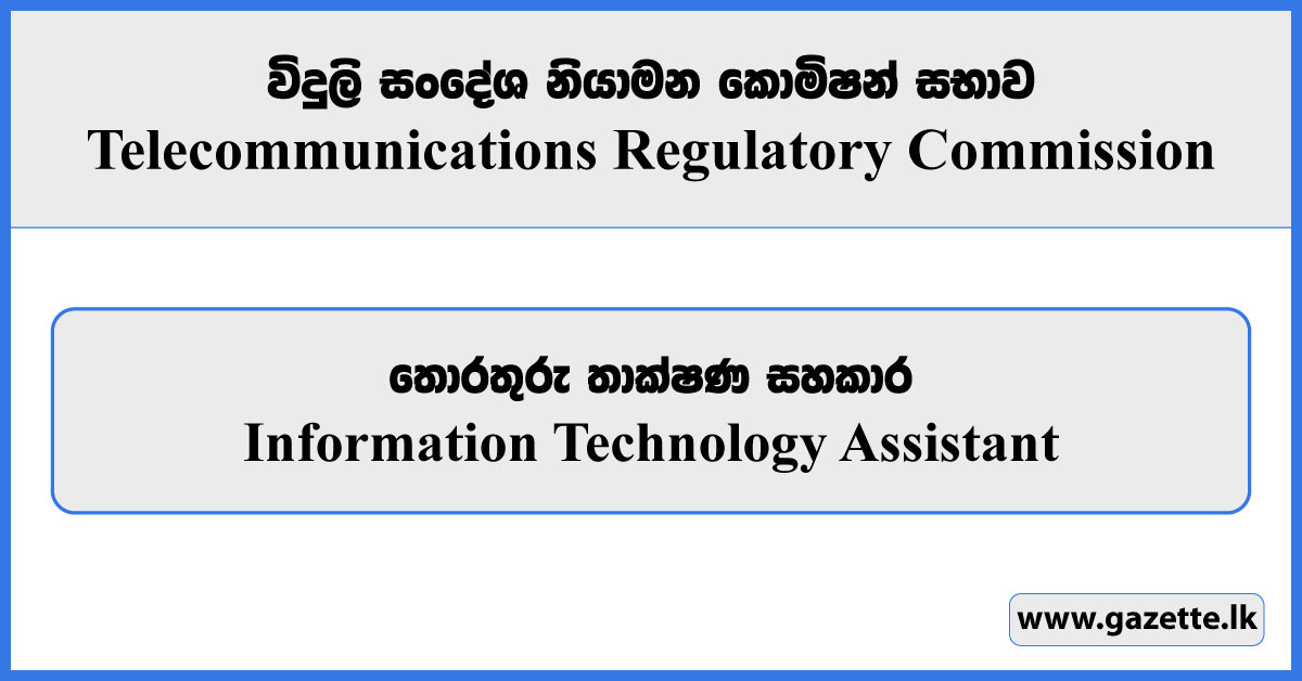 Information Technology Assistant - Telecommunications Regulatory Commission Vacancies 2025