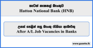 After A/L Job Vacancies in Banks - Hatton National Bank Vacancies 2024