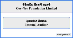 Internal Auditor - Cey-Nor Foundation Limited Vacancies 2025