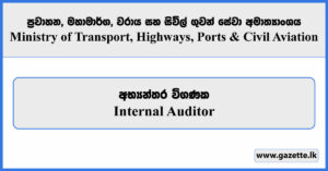 Internal Auditor - Ministry of Transport, Highways, Ports and Civil Aviation Vacancies 2025