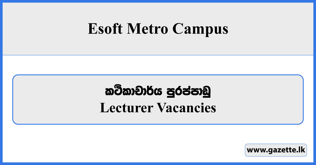 Lecturer - Esoft Metro Campus Vacancies 2024