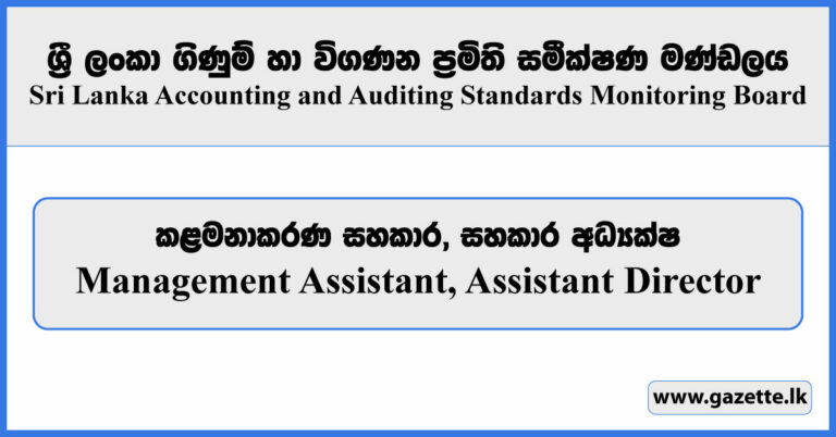 Management Assistant Vacancies 2023 - Sri Lanka Accounting and Auditing ...