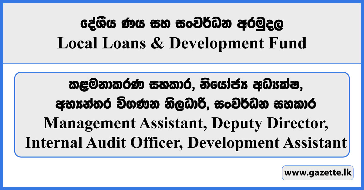 Management Assistant, Deputy Director, Internal Audit Officer, Development Assistant - Local Loans & Development Fund Vacancies 2024