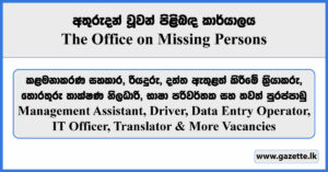 Management Assistant, Driver, Data Entry Operator, IT Officer, Translator, Head of Protection, Head of Victim & Family Support, Head of Legal Policy & Research, Head of Communications and Outreach, Senior Security Officer, Senior Data Analyst, Regional Coordinator, Administrative Officer, Research Officer, Victim & Family Support Officer, Communications Officer, Personal Assistant to Chairperson / ED, KKS (Office Aide) - The Office on Missing Persons Vacancies 2024