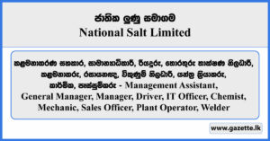 Management Assistant, Manager, Deputy General Manager, Driver, IT Officer, Assistant Manager, Chemist, Sales Officer, Senior Mechanic, Welder, Plant Operator, Assistant Plant Operator - National Salt Limited Vacancies 2025