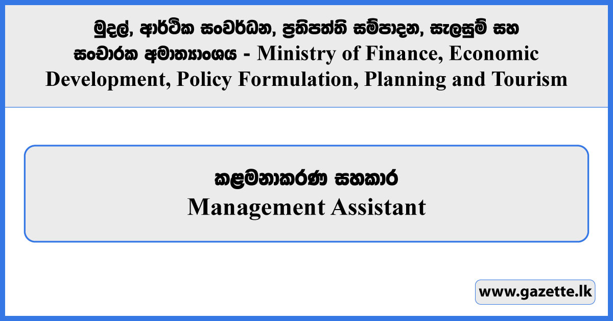 Management Assistant - Ministry of Finance, Economic Development, Policy Formulation, Planning and Tourism Vacancies 2024