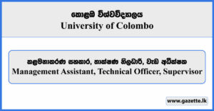 Management Assistant, Technical Officer, Supervisor - Postgraduate Institute of Medicine (UOC) Vacancies 2025