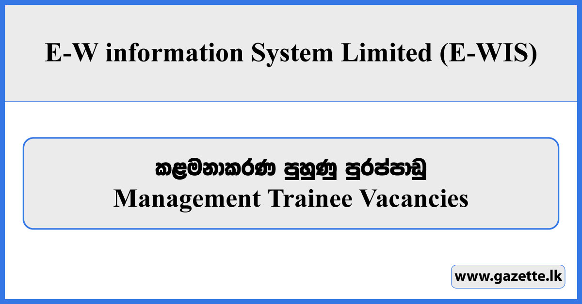 Management Trainee - E-W information System Limited (E-WIS) Vacancies 2024