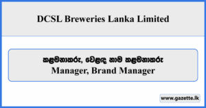 Manager, Brand Manager - DCSL Breweries Lanka Limited Vacancies 2024
