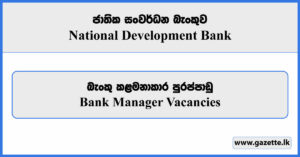 Manager - National Development Bank Vacancies 2025