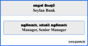 Manager, Senior Manager - Seylan Bank Vacancies 2024