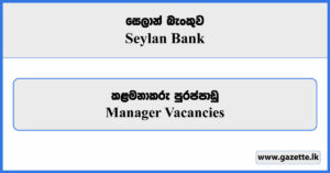 Manager - Seylan Bank Vacancies 2024