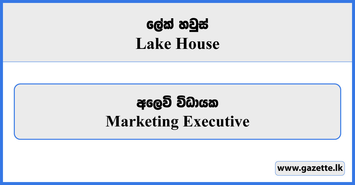 Marketing Executive - Lake House Vacancies 2024