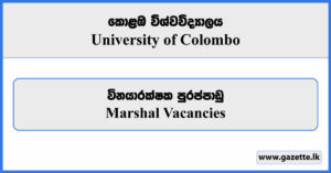 Marshal - University of Colombo Vacancies 2024