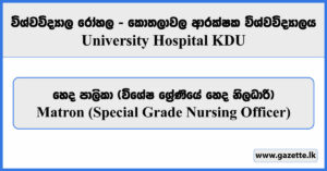 Matron (Special Grade Nursing Officer) - University Hospital KDU Vacancies 2024