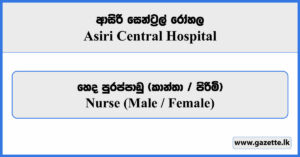 Nurse (Male / Female) - Asiri Central Hospital Vacancies 2024