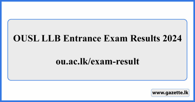 OUSL LLB Selection Test Results 2024 Sri Lanka Ou.ac.lk - Gazette.lk