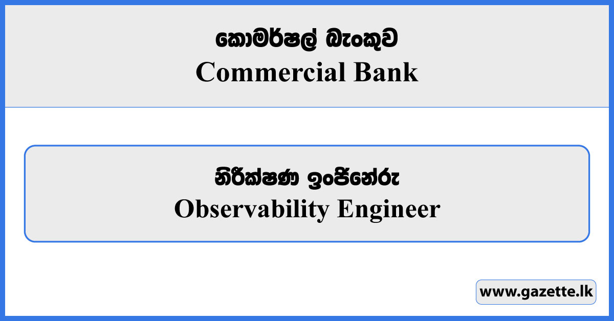 Observability Engineer - Commercial Bank Vacancies 2024