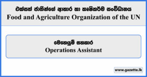 Operations Assistant - Food and Agriculture Organization Vacancies 2024