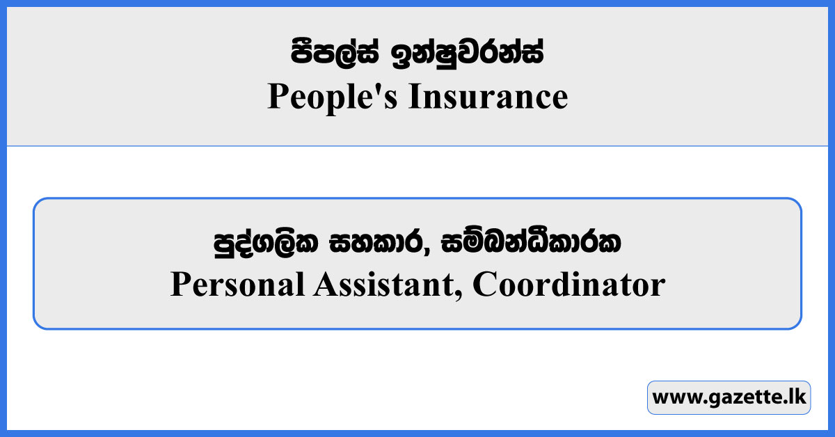 Personal Assistant, Coordinator - People's Insurance Vacancies 2024