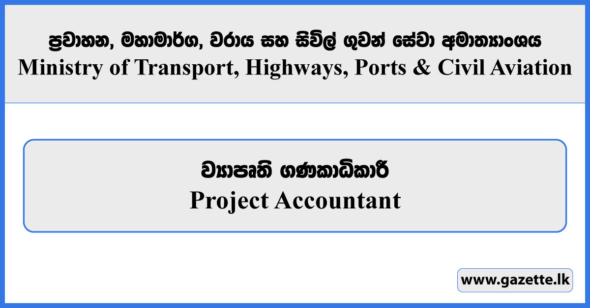 Project Accountant - Ministry of Transport, Highways, Ports and Civil Aviation Vacancies 2025