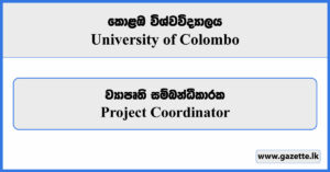 Project Coordinator - University of Colombo Vacancies 2024