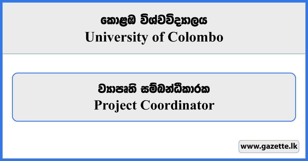 Project Coordinator - University of Colombo Vacancies 2024