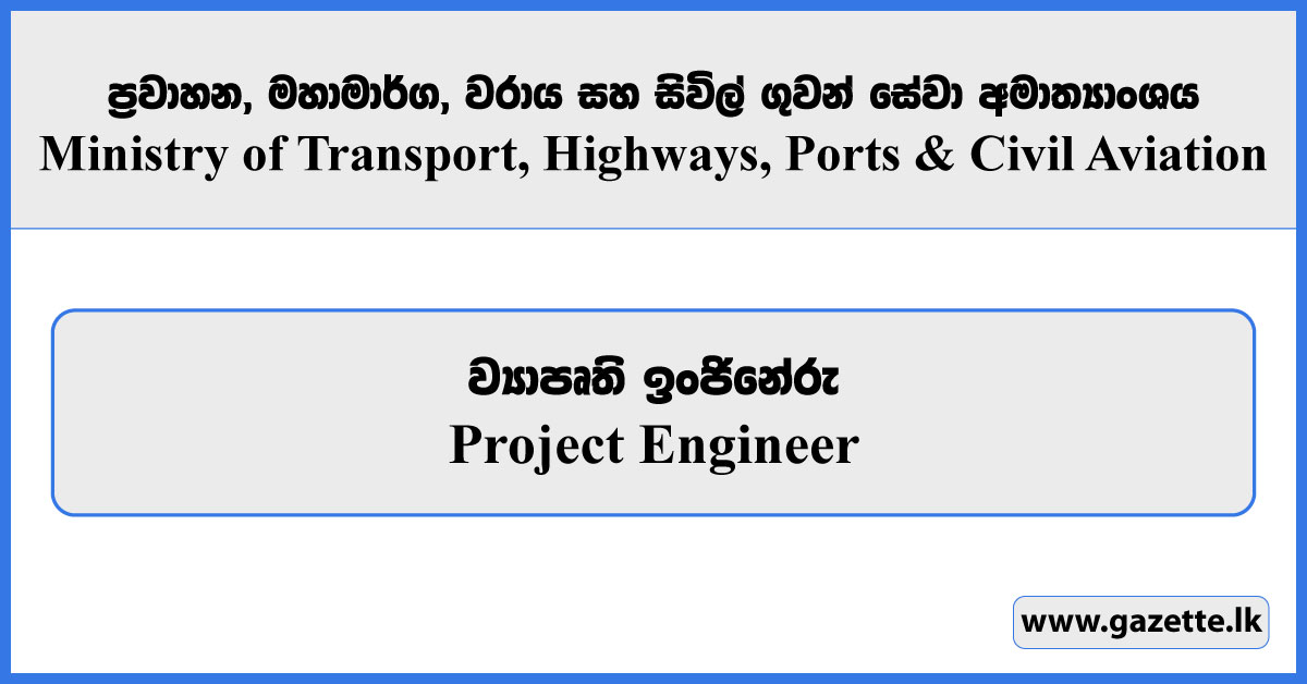 Project Engineer - Ministry of Transport, Highways, Ports and Civil Aviation Vacancies 2025