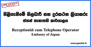 Receptionist cum Telephone Operator - Embassy of Japan Vacancies 2022