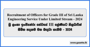 Recruitment of Officers for Sri Lanka Engineering Service Under limited Stream - 2024