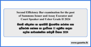 Second Efficiency Bar examination for the post of Summons Issuer and Assay Executor and Court Speaker and Usher Grade II 2024