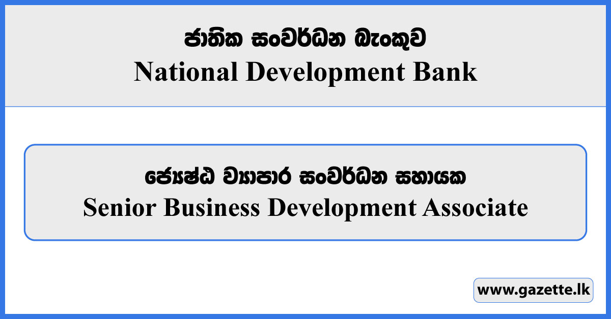 Senior Business Development Associate - National Development Bank Vacancies 2024