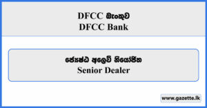 Senior Dealer - DFCC Bank Vacancies 2025