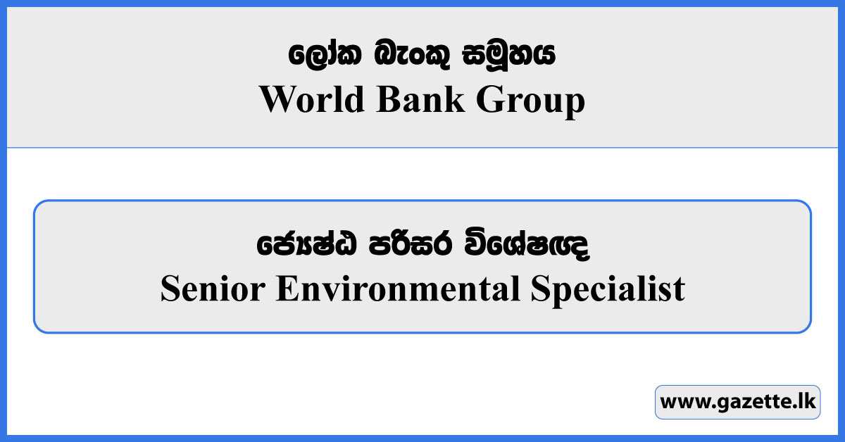 Senior Environmental Specialist - World Bank Group Vacancies 2024